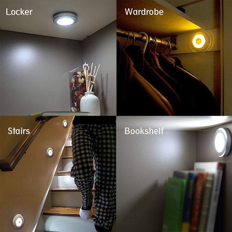 6Pcs LED Motion Sensor Lights PIR Wireless Night Light Battery Cabinet ...