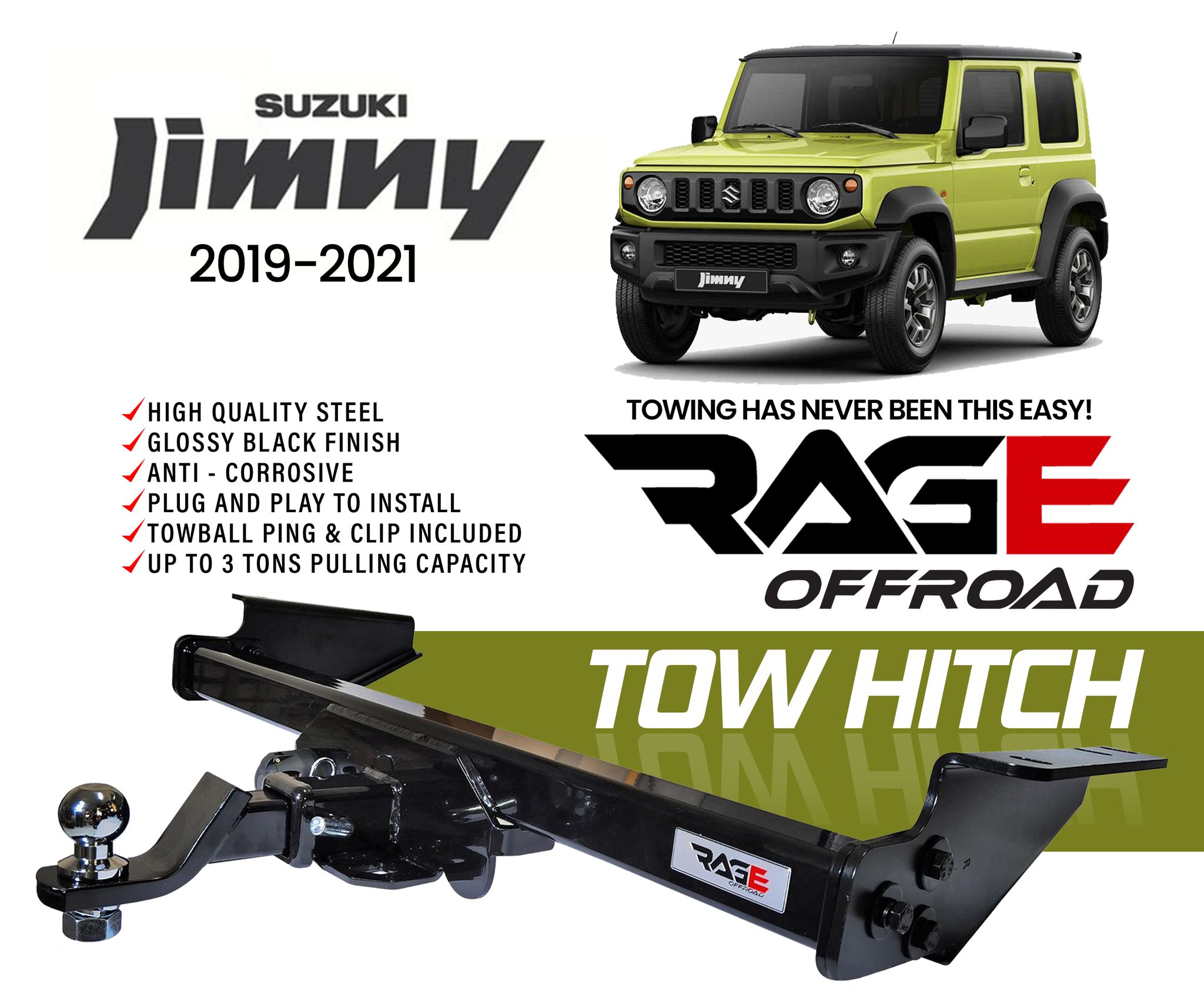 Tow Hitch SUZUKI JIMNY 20192022 / RAGE OFFROAD / Tow Hitch Receiver