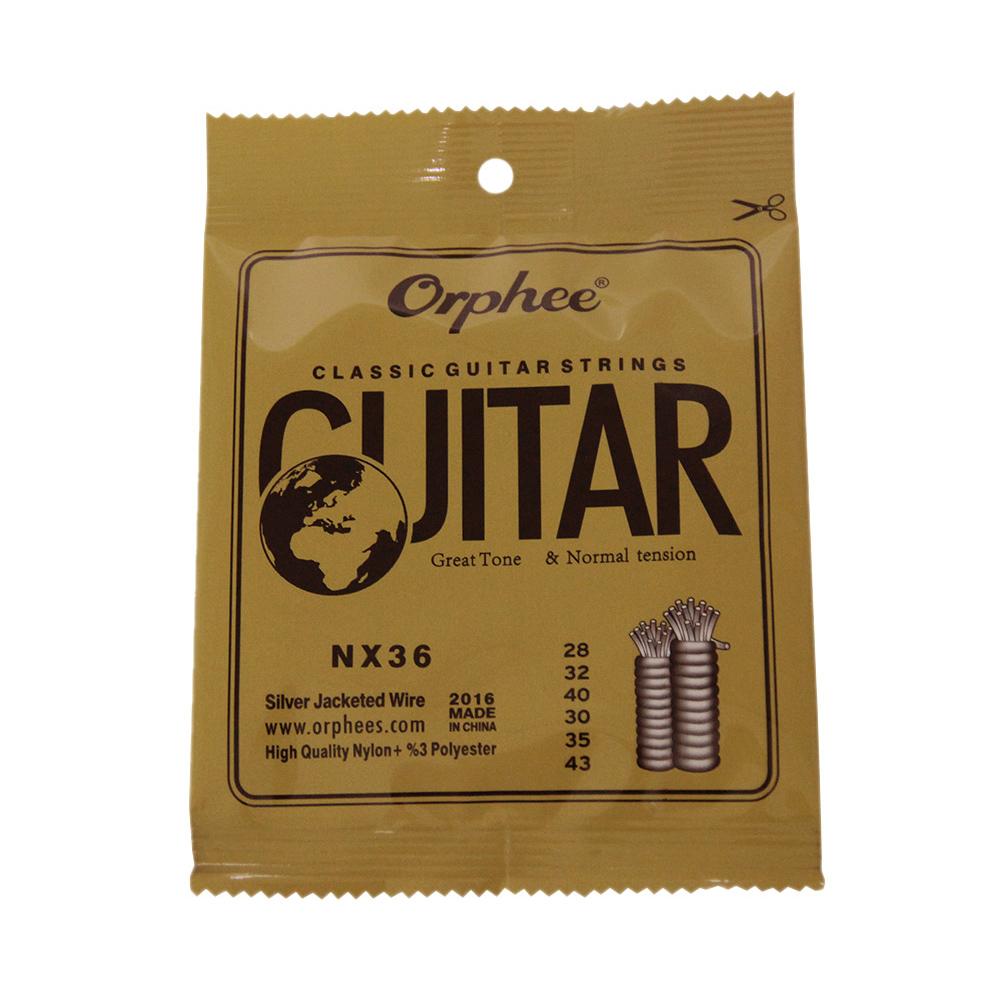【Ready Stock】Dây Đàn Guitar Cổ Điển Bằng Nylon Sunshine Girl-Orphee NX36 Bộ 6 Cái Thay Thế Đầy Đủ (.028-.043) Dây Bọc Bạc Lõi Ni Lông, Căng Thẳng Bình Thường