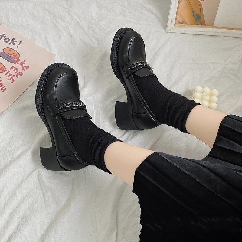 High wind h uniform shoes ese college English sm leather shoes h thick ...