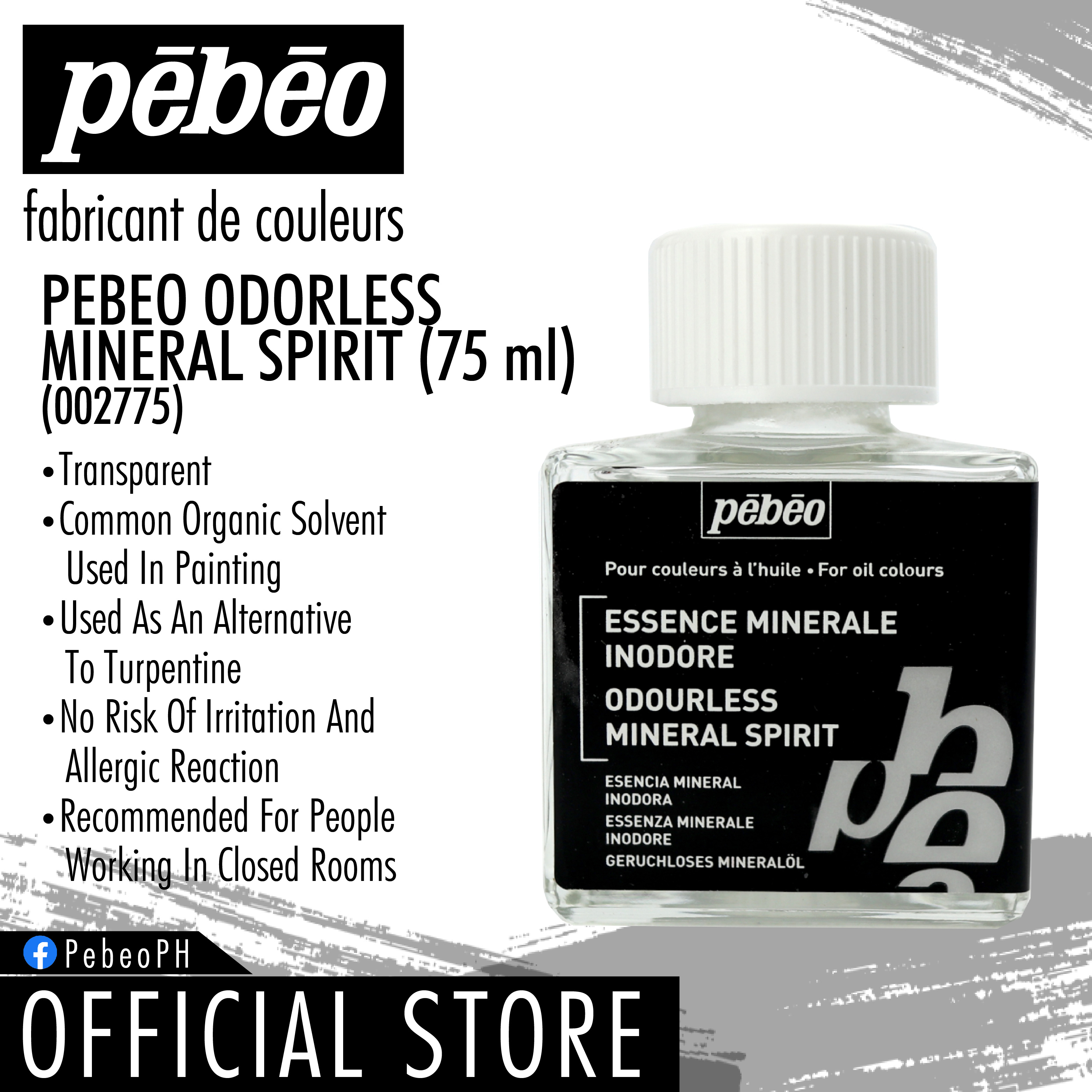 PEBEO Odorless Mineral Spirit used in Painting 75ml 937141
