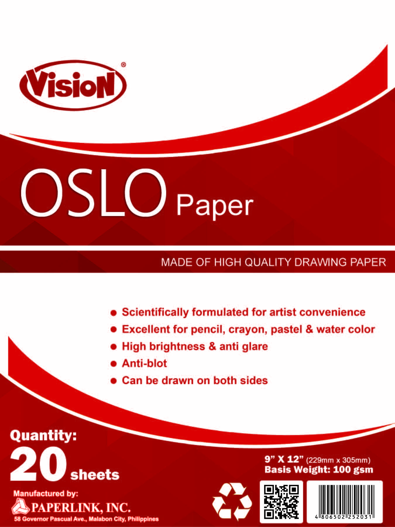 VISION OSLO PAPER 20 sheets / pack Lazada PH