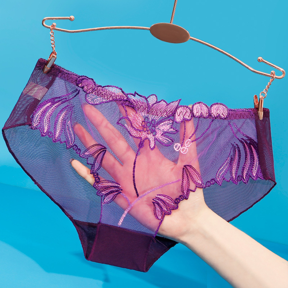 Cindysus Women Breathable Transparent Lingerie Ladies Mesh Briefs Lace Body  Stretchy 3PCS Underwear 