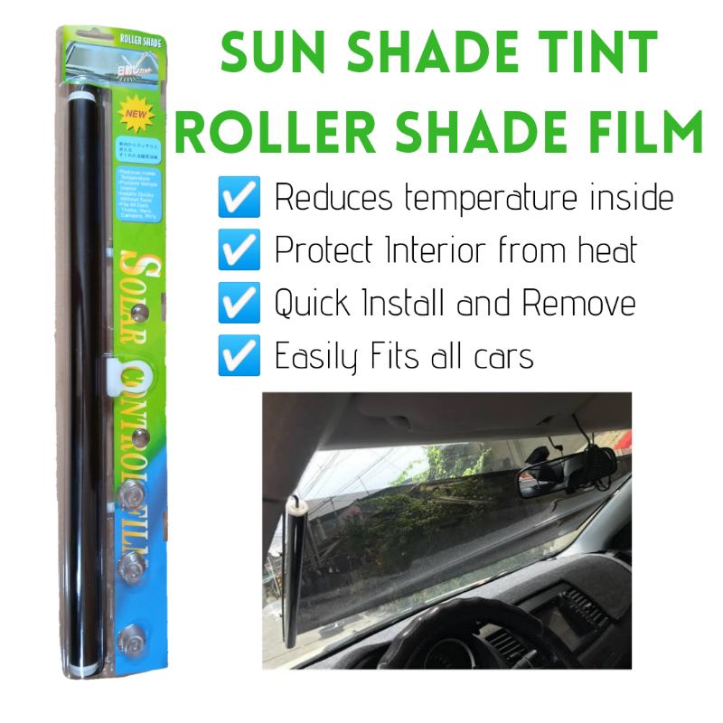 【READY STOCK】 COD Universal Sun Shade Tint Roller Shade Film Black Car