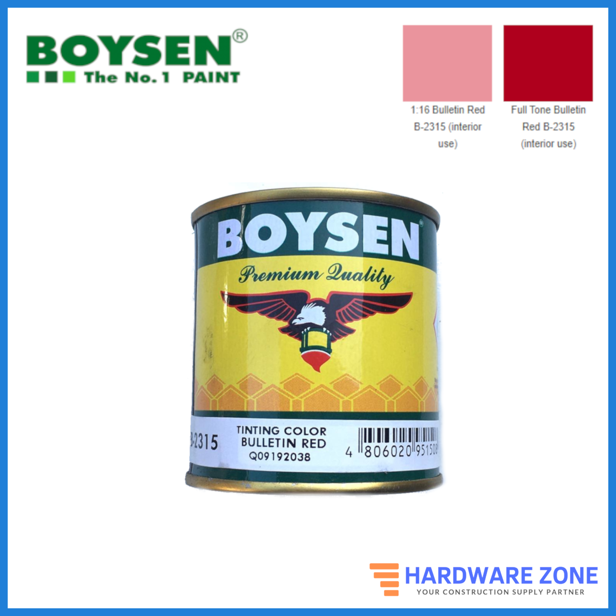 Boysen Tinting Color Bulletin Red (1/4L) Lazada PH