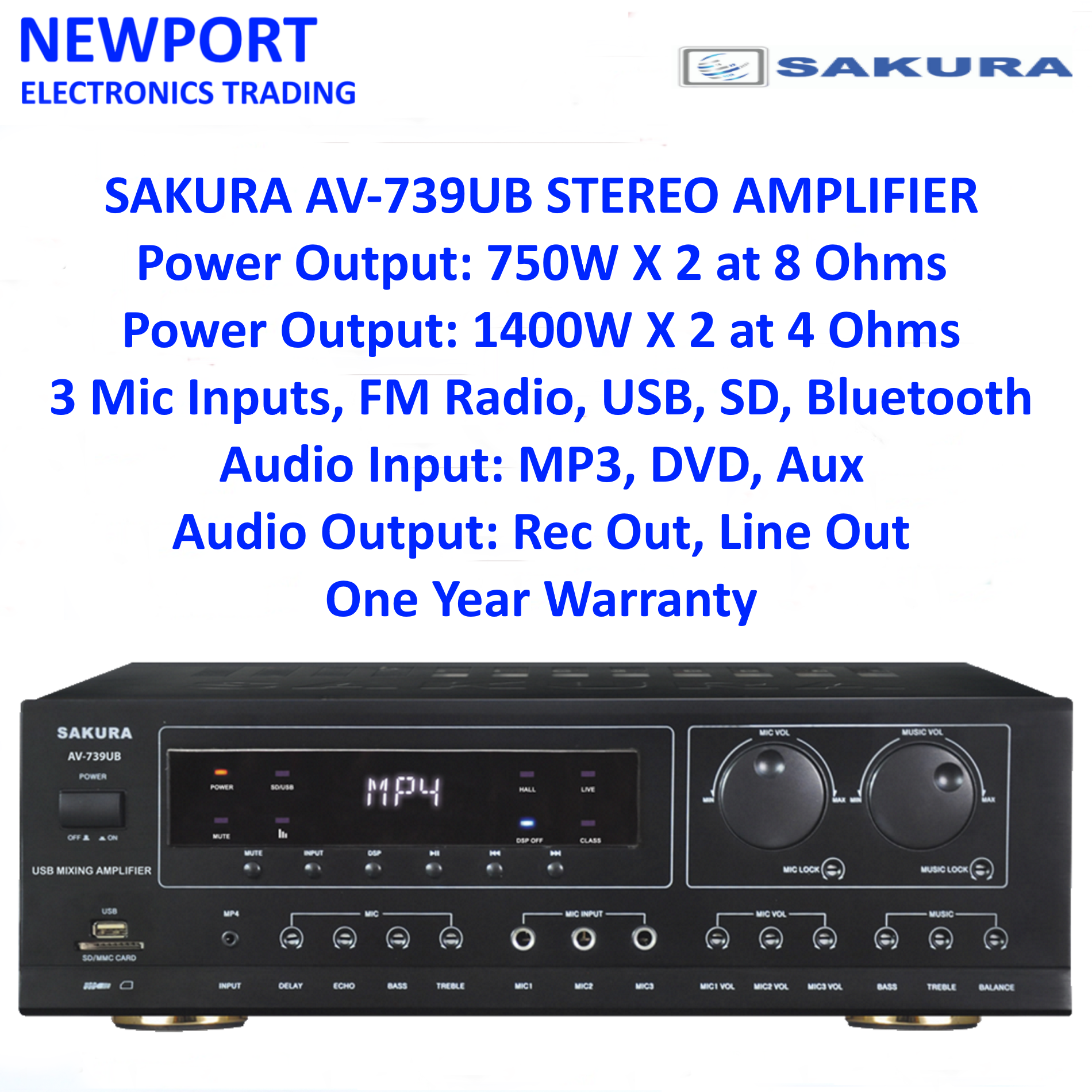 Sakura Av 739ub 750w X 2 Bluetooth Mixing Amplifier Lazada Ph