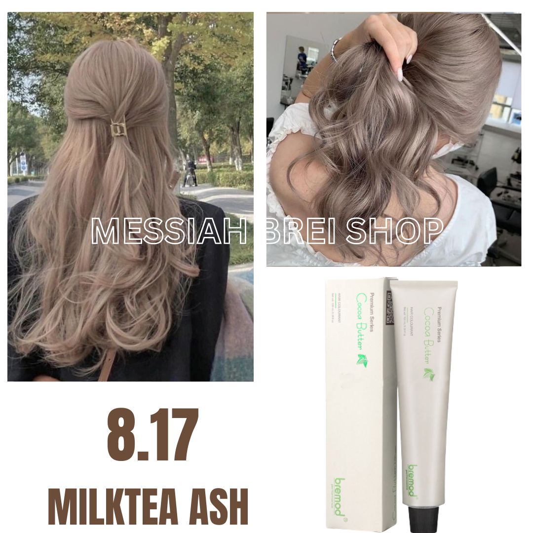 PREMIUM BREMOD 8.17 MILKTEA ASH HAIR COLOR SET WITH OXIDIZING