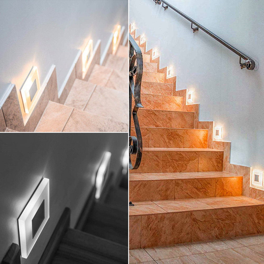 Set Of Led Recessed Wall Light, Cool White Ip65 Stair Lights, Step