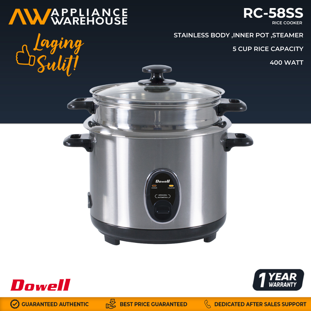 Dowell RC58SS 5 Cups Stainless Rice Cooker with Steamer Lazada PH