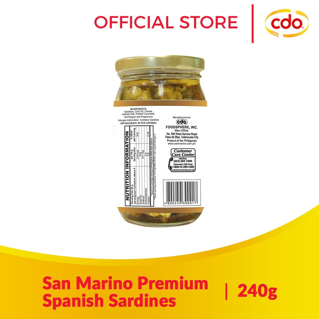 SAN MARINO Premium Spanish Sardines 240g Lazada PH