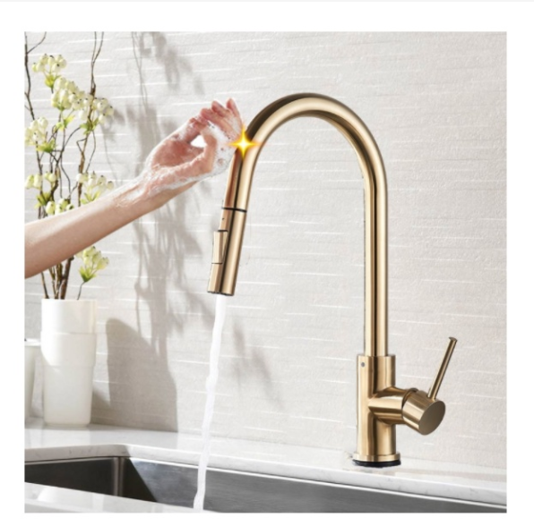 Touch Sensor Stainless Steel Kitchen Faucet with Pull Down Sprayer ...