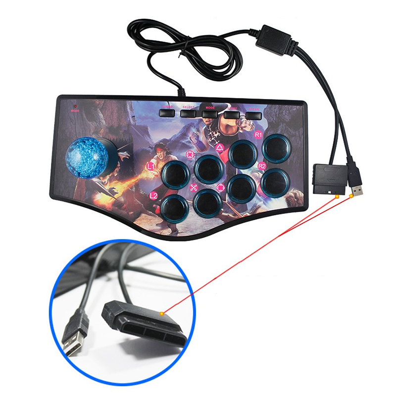 Retro Arcade Game Rocker Controller Usb Joystick For Ps2/Ps3/Pc/Android Smart Tv Built-In Vibrator Eight Direction Joystick