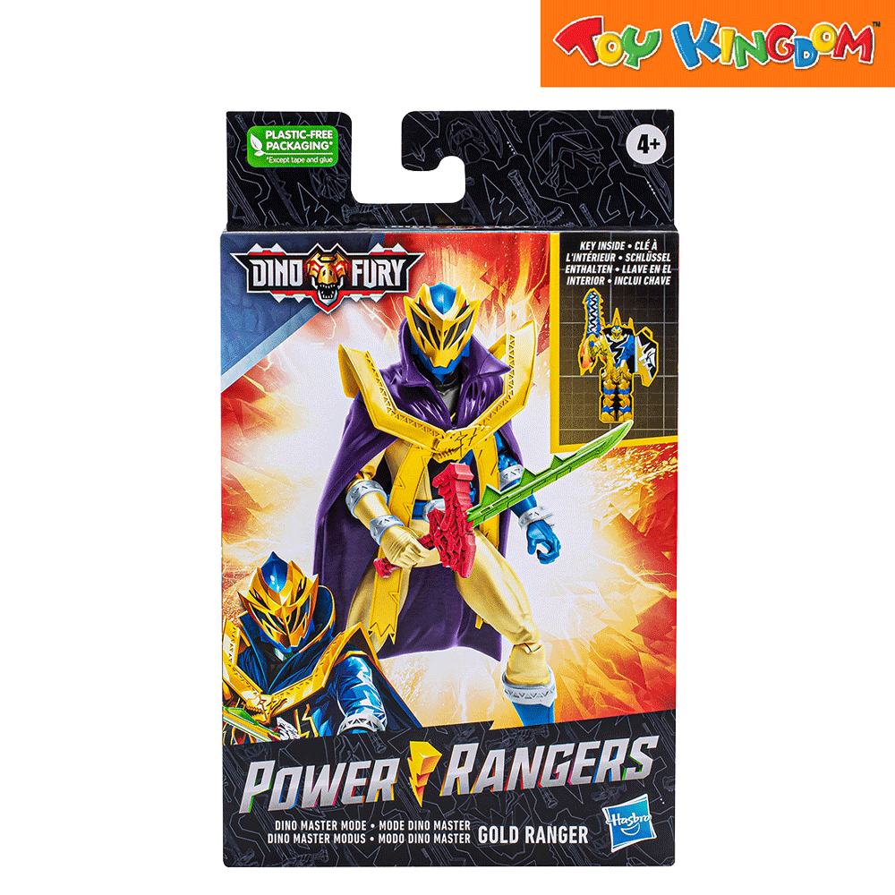 Action Figure Power Rangers Dino Fury Gold Ranger 15 Cm | Giocattolo Ufficiale Con Chiave Dino E Armi