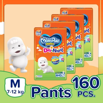 [DIAPER SALE] MamyPoko Day & Night Medium (7-12 kg) - 40 pcs x 4 packs (160 pcs) - Pants Diaper