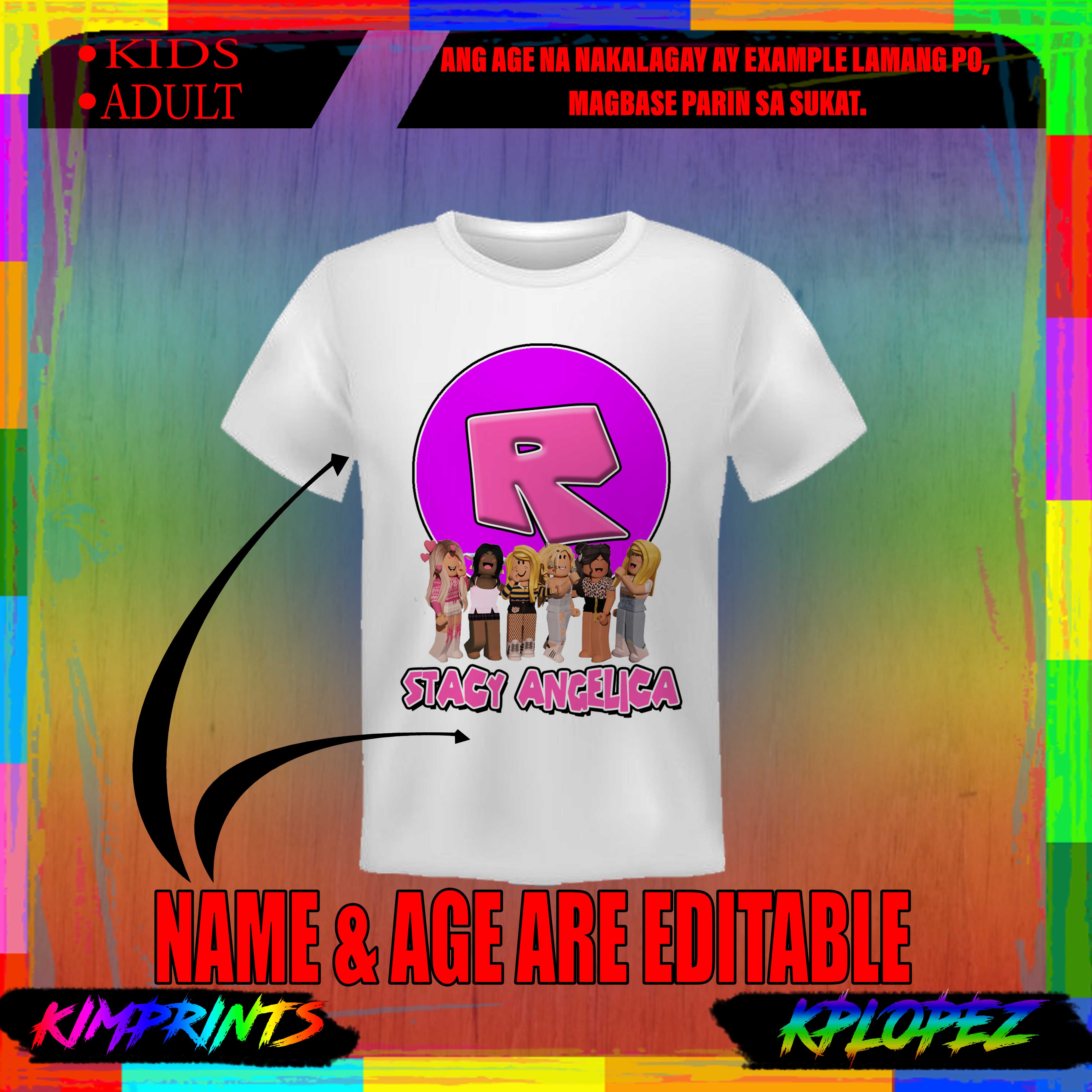 Editable T-shirts Design Roblox Girlkids Birthday Printable T