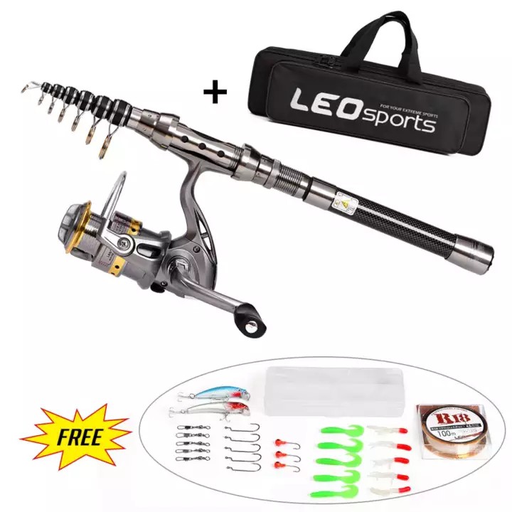 Telescopic 2.1m Fishing Rod and Reel Combo Full Kit Spinning Fishing Reel  Gear Organizer Pole Set with 100M Fishing Line Lures Hooks Jig Head and  Fishing Carrier Bag Case Fishing Accessories