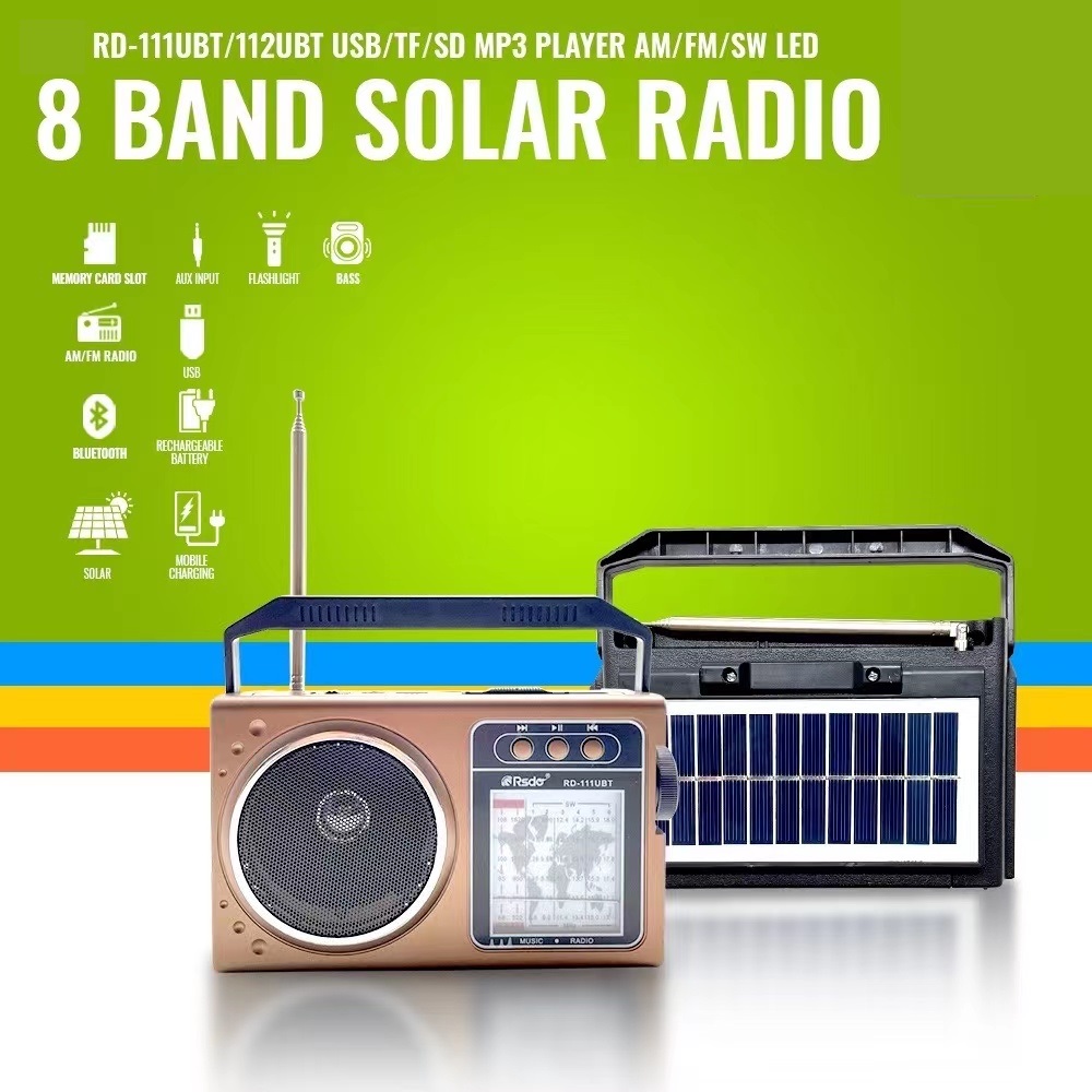 AM/FM SW1-6 8 Band Radio USB/TF Player with Light Solar Energy Led light  RD-111UBT/RD-112UBT | Lazada PH