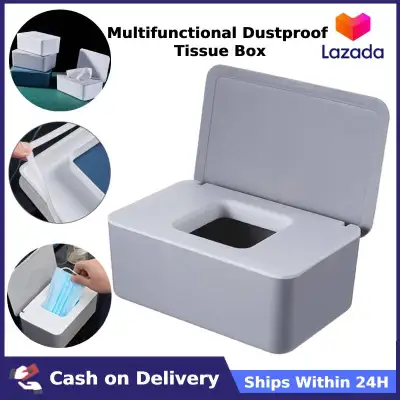 Multifunctional Dustproof Tissue Storage Box Case Wet Wipes Dispenser Holder with Lid for Face Cover