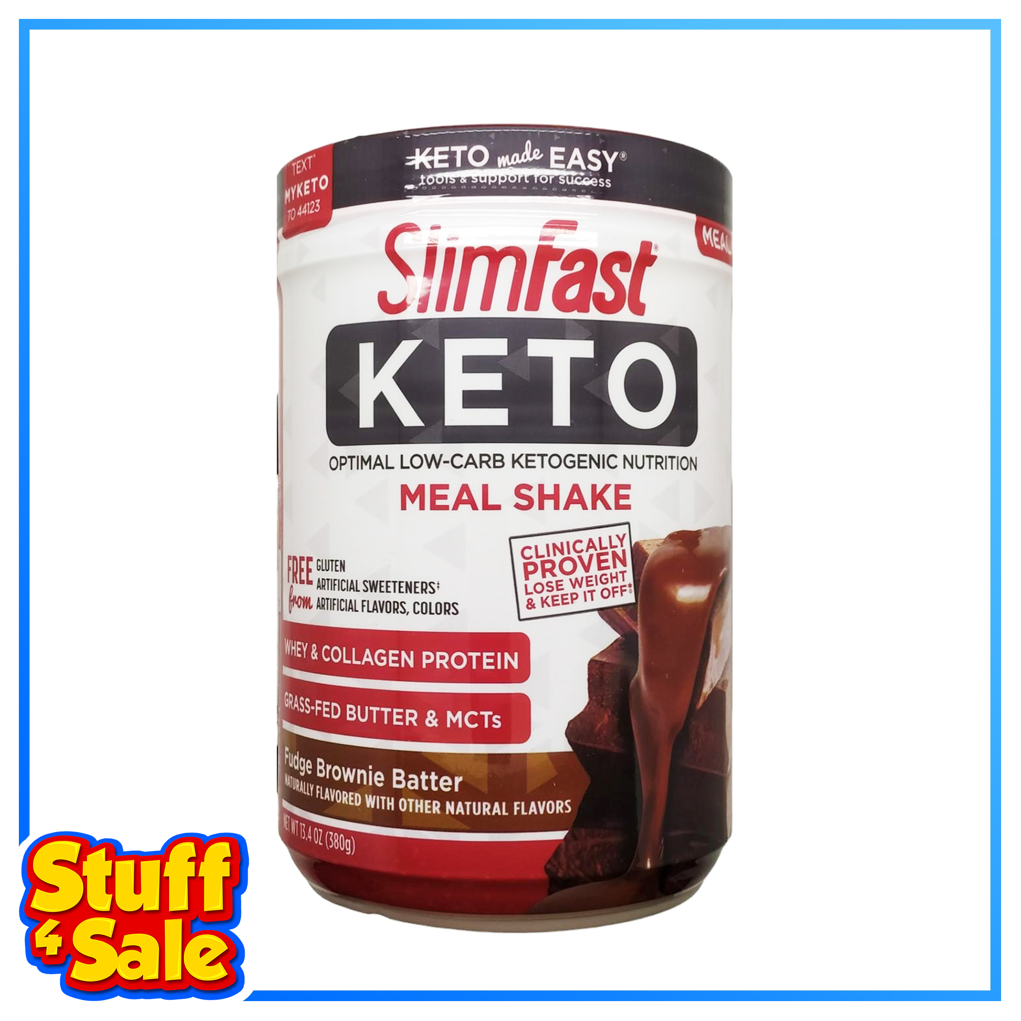 SlimFast Keto Meal Replacement Shake Powder Fudge Brownie Batter 13.4