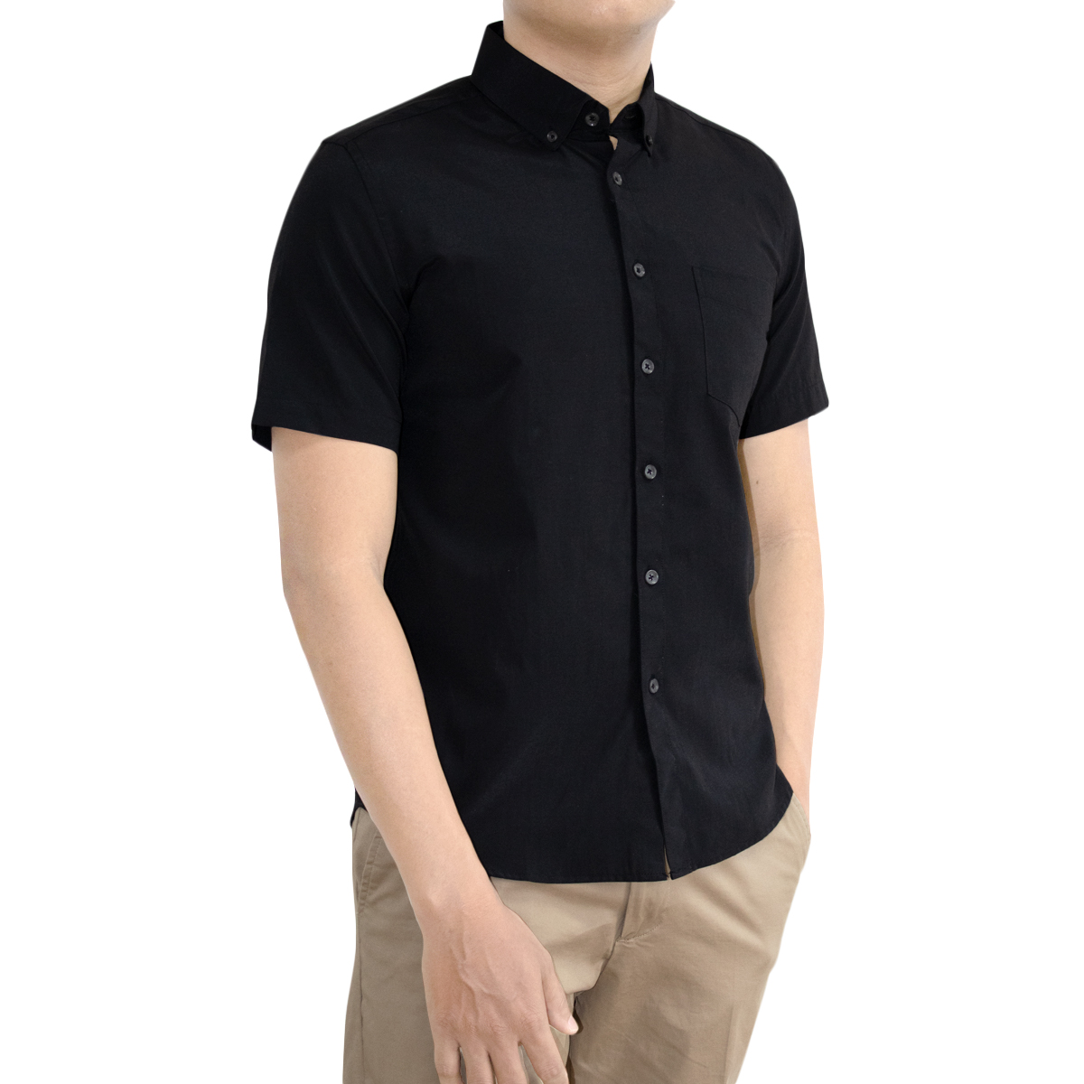 black polo button down