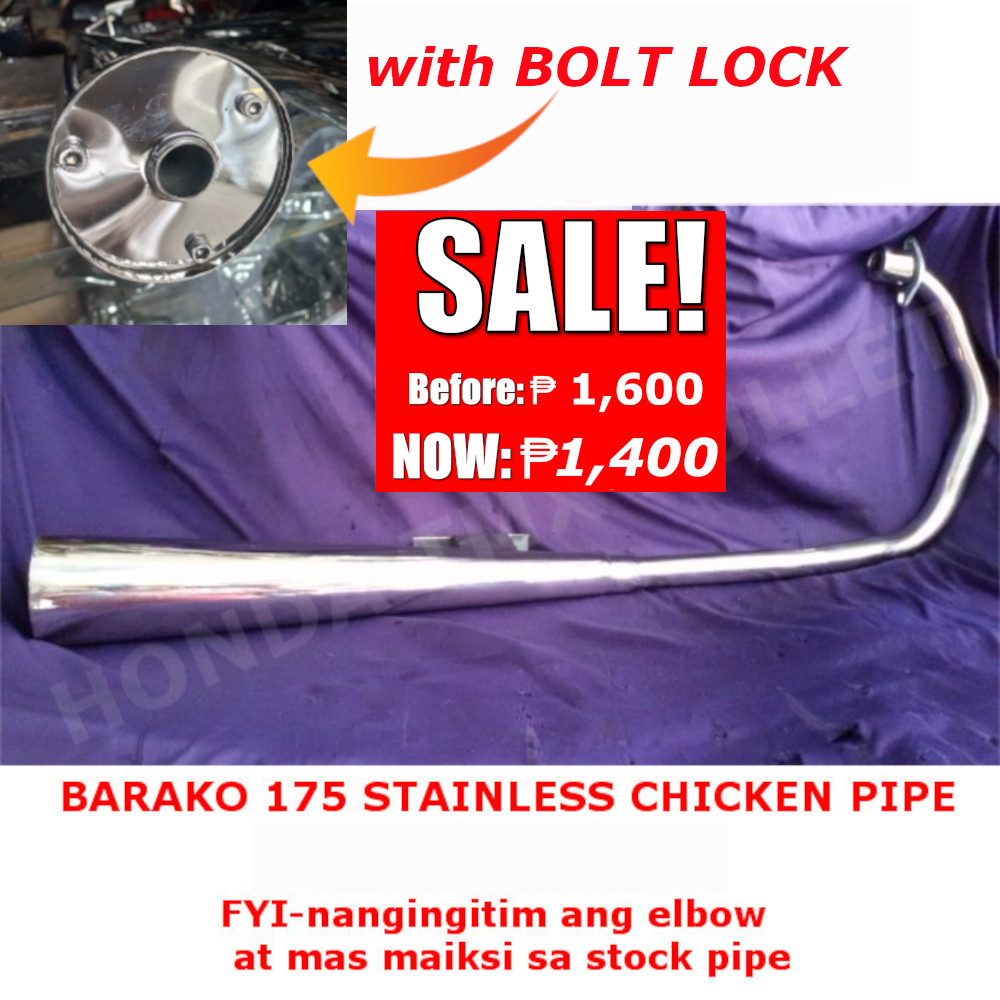 Barako 175 Full Exhaust System Muffler, Open Muffler Chicken Pipe WITH
