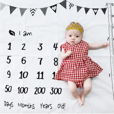 【1-3 Days Delivery】Monthly Growth Milestone Blanket Letter Photography Background Baby Photograph Backdrop Blanket Monthly Milestone Record Blanket