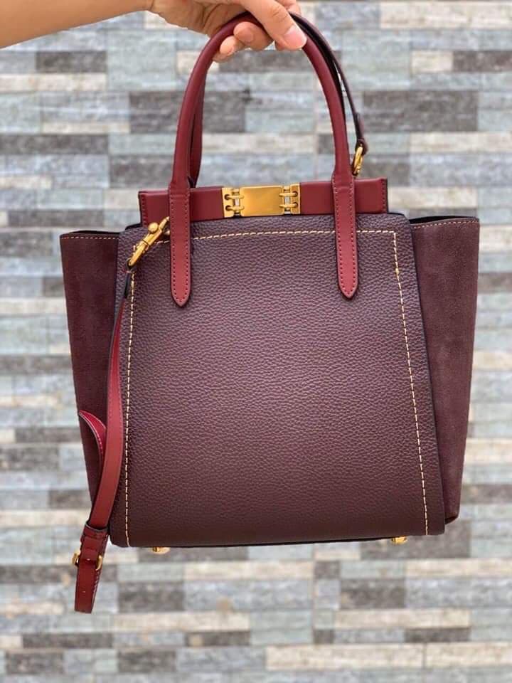 Coach 78484 Troupe in Colorblock Wine Pebble Leather with Suede - Women's  2Way Tote Bag with Strap | Lazada PH