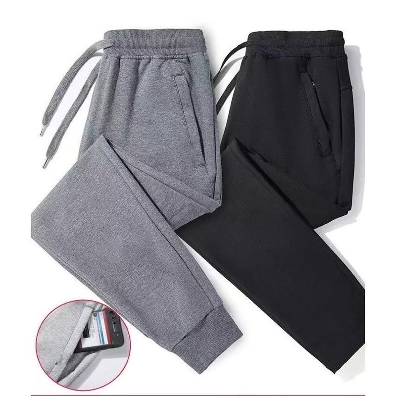 Unisex Plain Cotton Jogger Pants with zipper/makapal Lazada PH