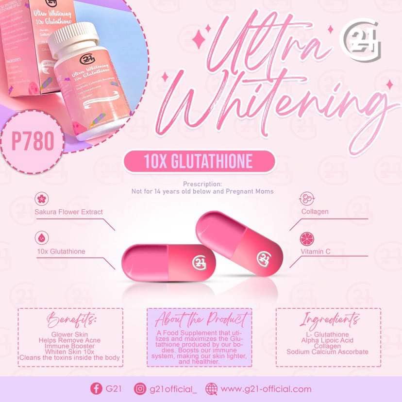 g21 ultra whitening 10x glutathione Ultra Whitening 10x Glutathione by G21