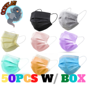 Gdph 50PCS Colored - Multi Colors High Quality 3PLY Disposable Protective Face Mask / Facemask