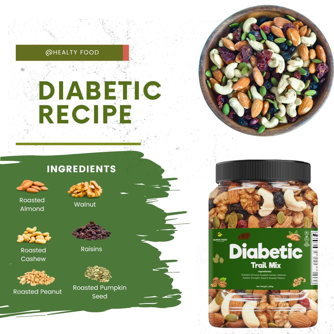 Superfood Diabetic Trail Mix (Healthy Nuts and Dried Fruits Snacks
