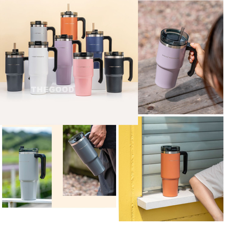 Couple　with　Original　Stainless　Cup　Cup　Wall　Double　Capacity　Coffee　Bottle　For　Steel　Straw　TYESO　Mug　Vacuum　600ML/890ML　Insulated　Water　Bottle　with　Tumbler　Handle　Office,　Beer　Larger　Flask　Cup,　Thermos　Car　For