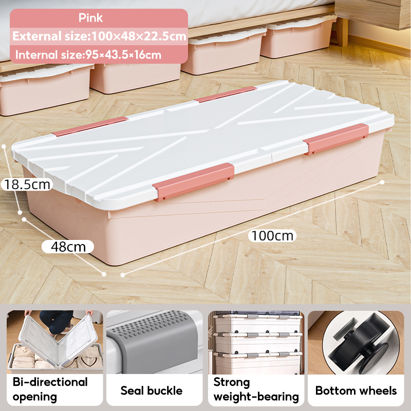 Underbed Storage Box with Wheels LargeCapacity Wardrob Quilt Storage