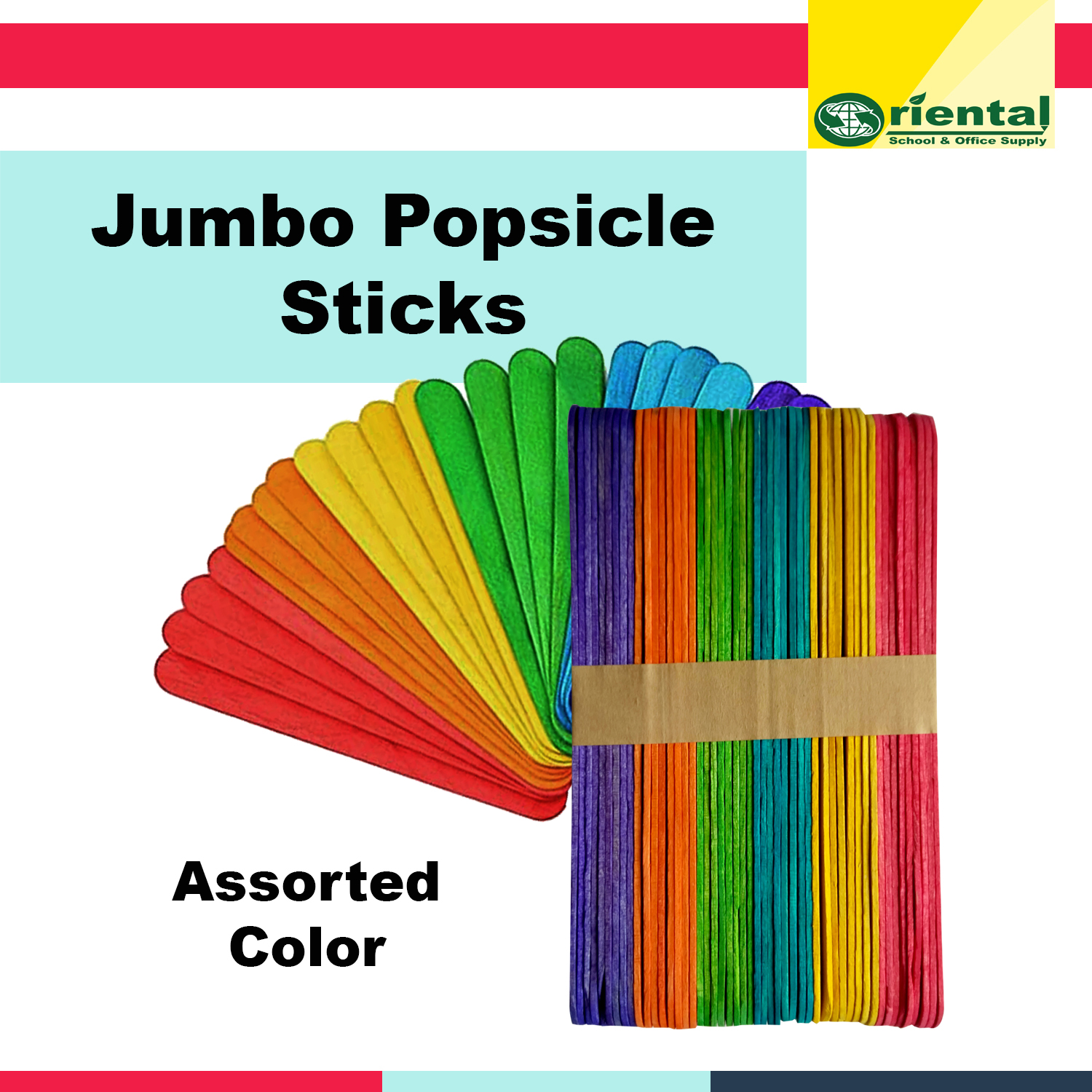 50pcs Colorful Wooden Popsicle Stick 15cm