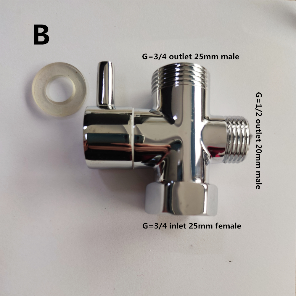 Copper Shower Splitter ThreeWay Valve WaterSeparator Water Switch One