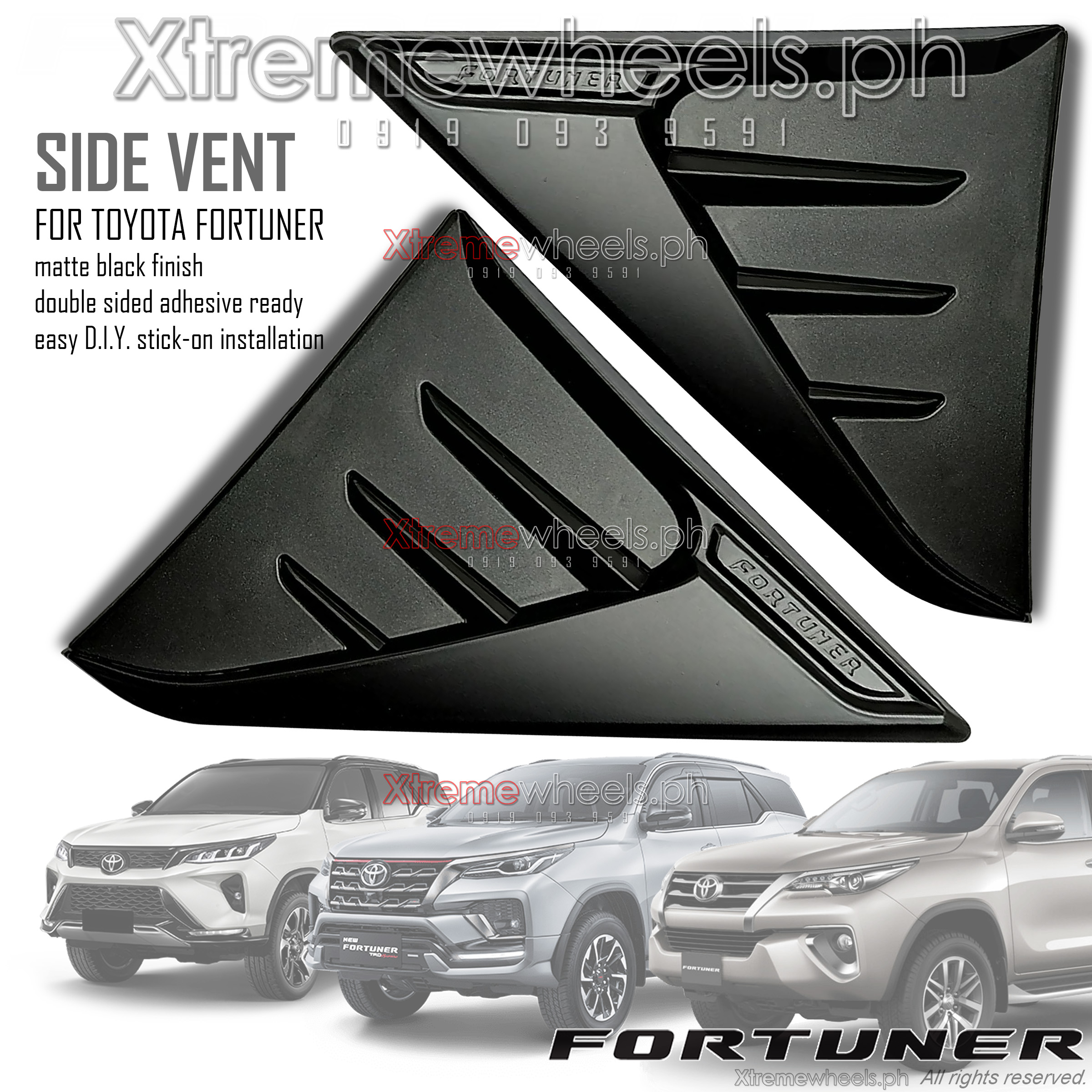 Toytota Fortuner G V Q LTD GRS 2016 to 2026 Side Vent Matte Black