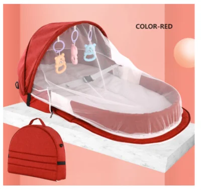 Baby Bed Bassinet Crib Portable Folding Baby Bed Nest Cot for Travel Foldable Bed Bag with Mosquito/Toys Net Infant Sleeping Basket