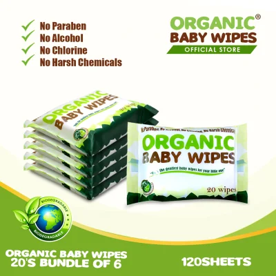 Organic Baby Wipes 20's Pack of 6