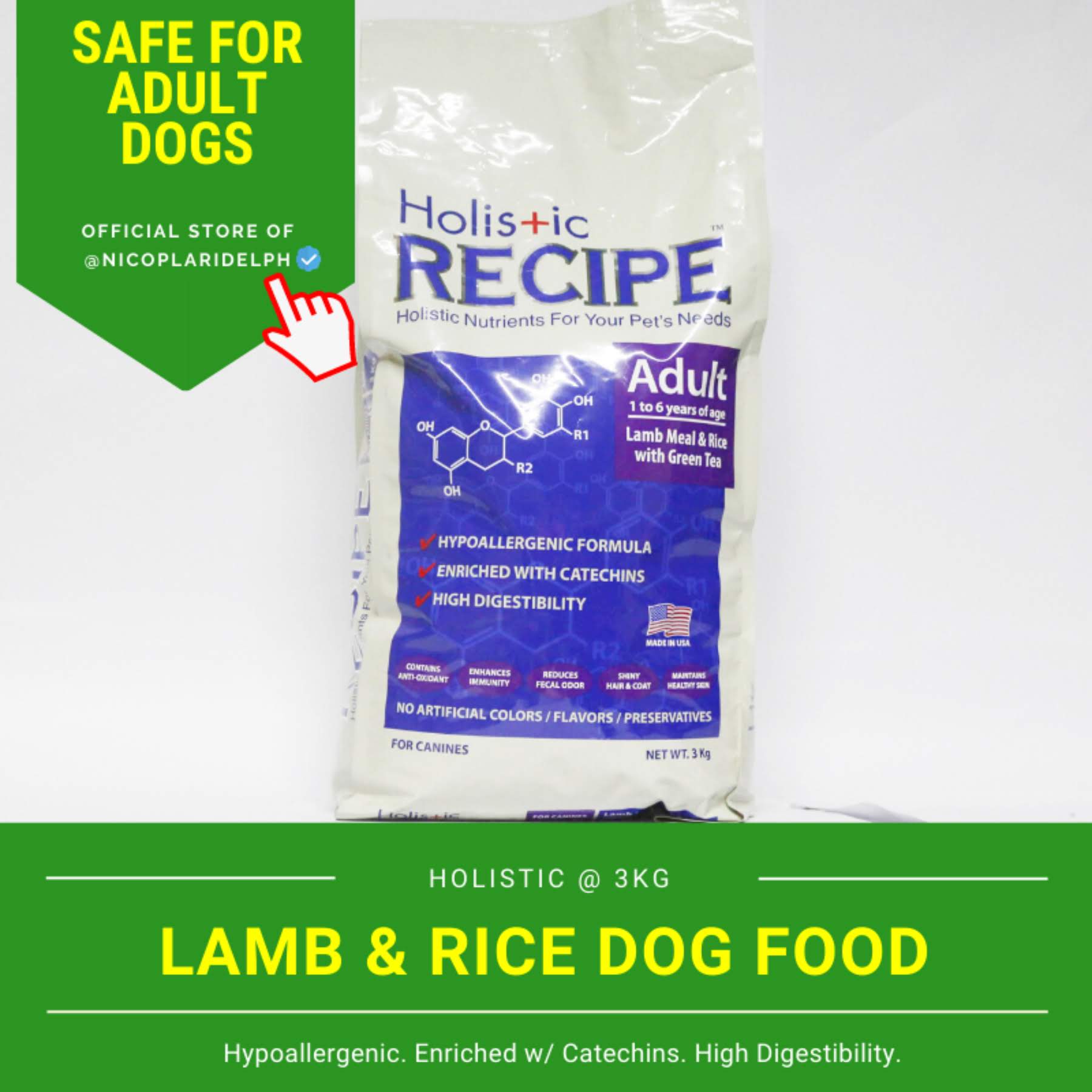 Holistic Hypo Allergenic Lamb and Rice Flavor for Adult Dogs (3kg ...