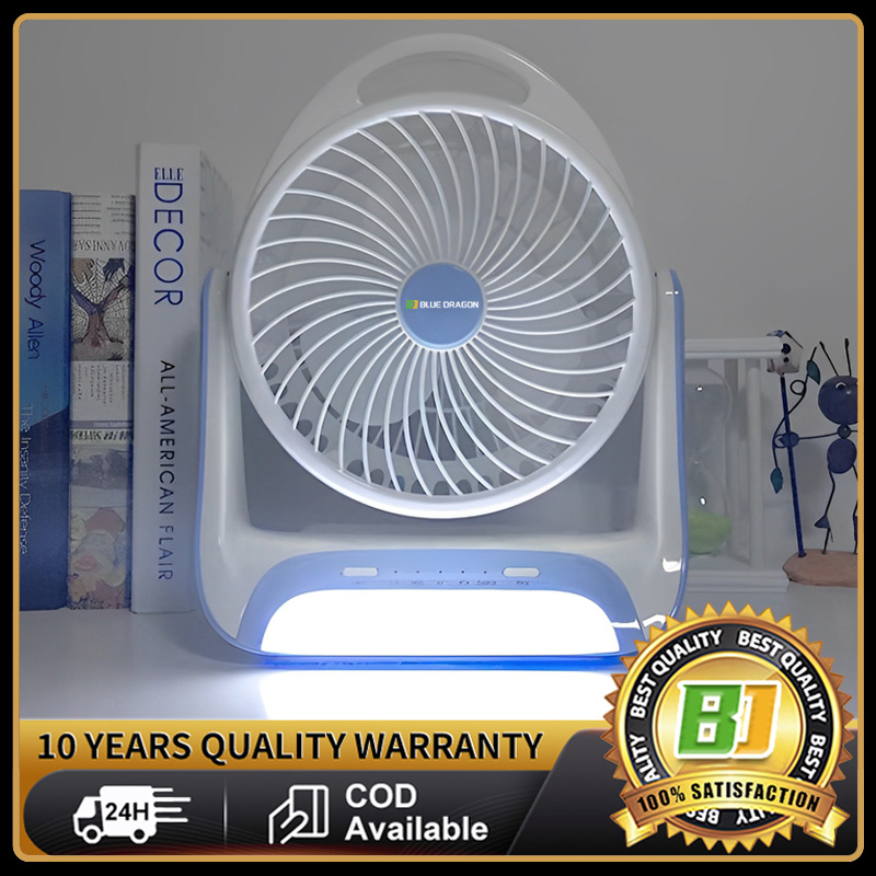 BD 3 IN 1 Portable Electric Fan 6'' AC/DC Rechargeable Fan With Led