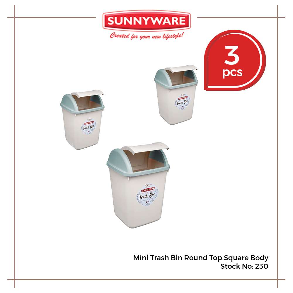 3pcs set Mini Trash Bin round top 13 Liter Waste Bin [ Sunnyware