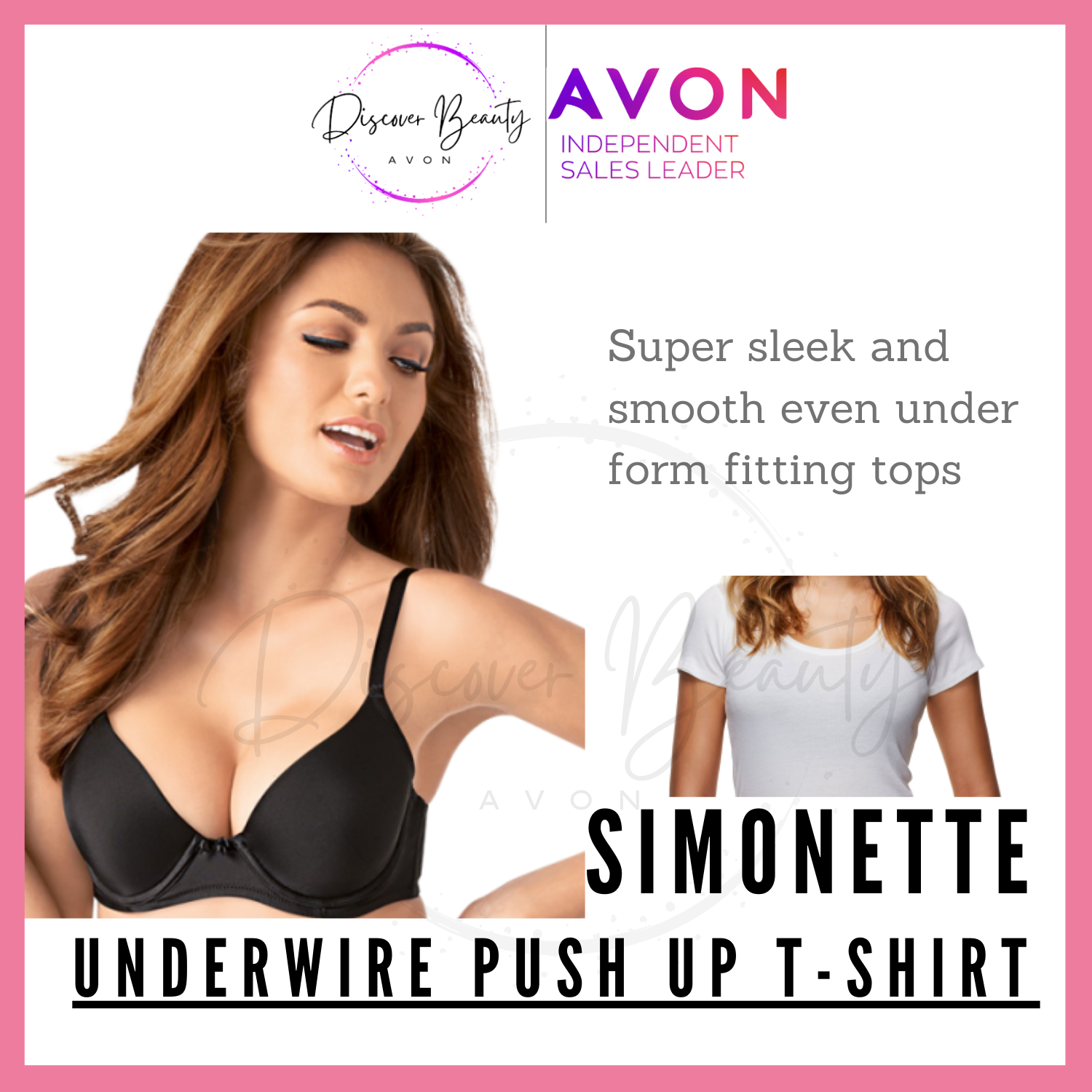 AVON SIMONETTE Black Underwire, Moulded, T-shirt Push Up Bra ( 32A
