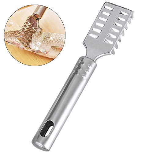 UGH Stainless Steel Fish Scaler Sawtooth Scale Descale Scraper Cleaner Fish  Scales Brush