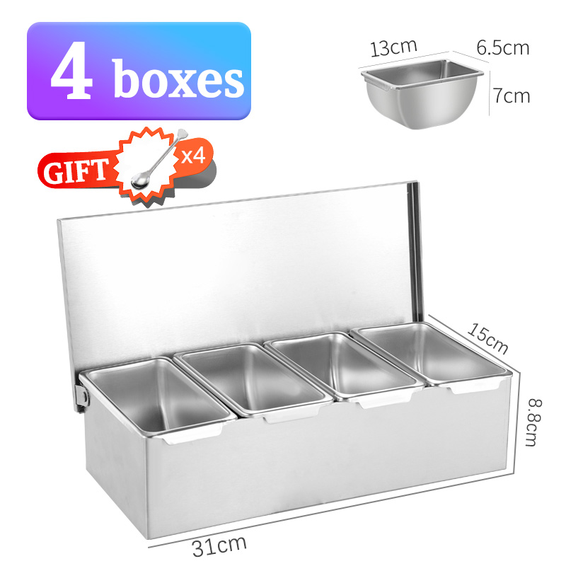 【COD】All-Steel Stainless Steel Seasoning Box seasoning box with Lid ...