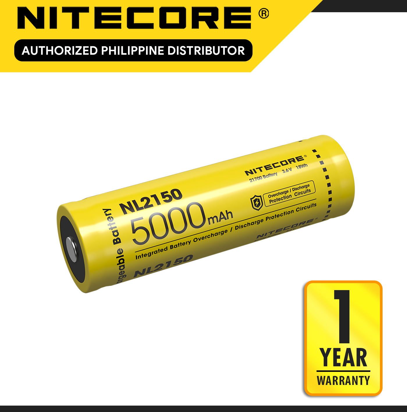 Nitecore NL2150 21700 Li-on Rechargeable Battery 5000 mAh | Lazada PH
