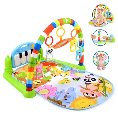[COD]+ Education Gym Foldable Fitness Frame Rack Carpet Play Mat Multifunction Foot Pedal Piano Music Toys For Baby