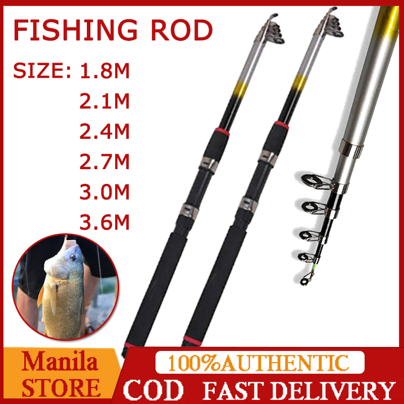 1.8M 2.1M 2.4M 2.7M 3.0M 3.6M Portable Telescopic Fishing Rod Travel  Spinning Glass Fiber Sea Fishing Pole Casting Rods Tackle Tool for Rivers  Lakes Pond Sea Fishing Fishing Rod Stick Only Ultra