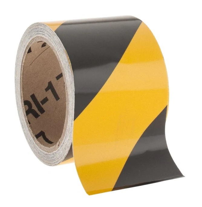 4inches x 50 meters Reflective tape Black and Yellow Striped Reflector