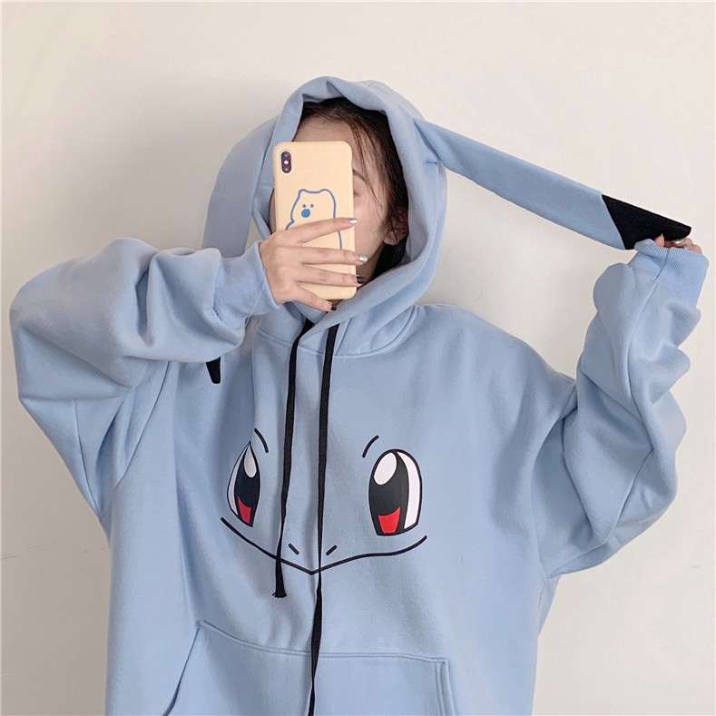 Nu0026AI Student Hoodies Ins Fashion Women's Loose Pokemon Go Pikachu Cosplay  Coat Hoodie Plus Sweater Cute Cartoon Squirtle Charmander Pokémon Thick  Sweatshirt Long Sleeve Women Loose Lazy Long Ear Hooded Cute Jacket