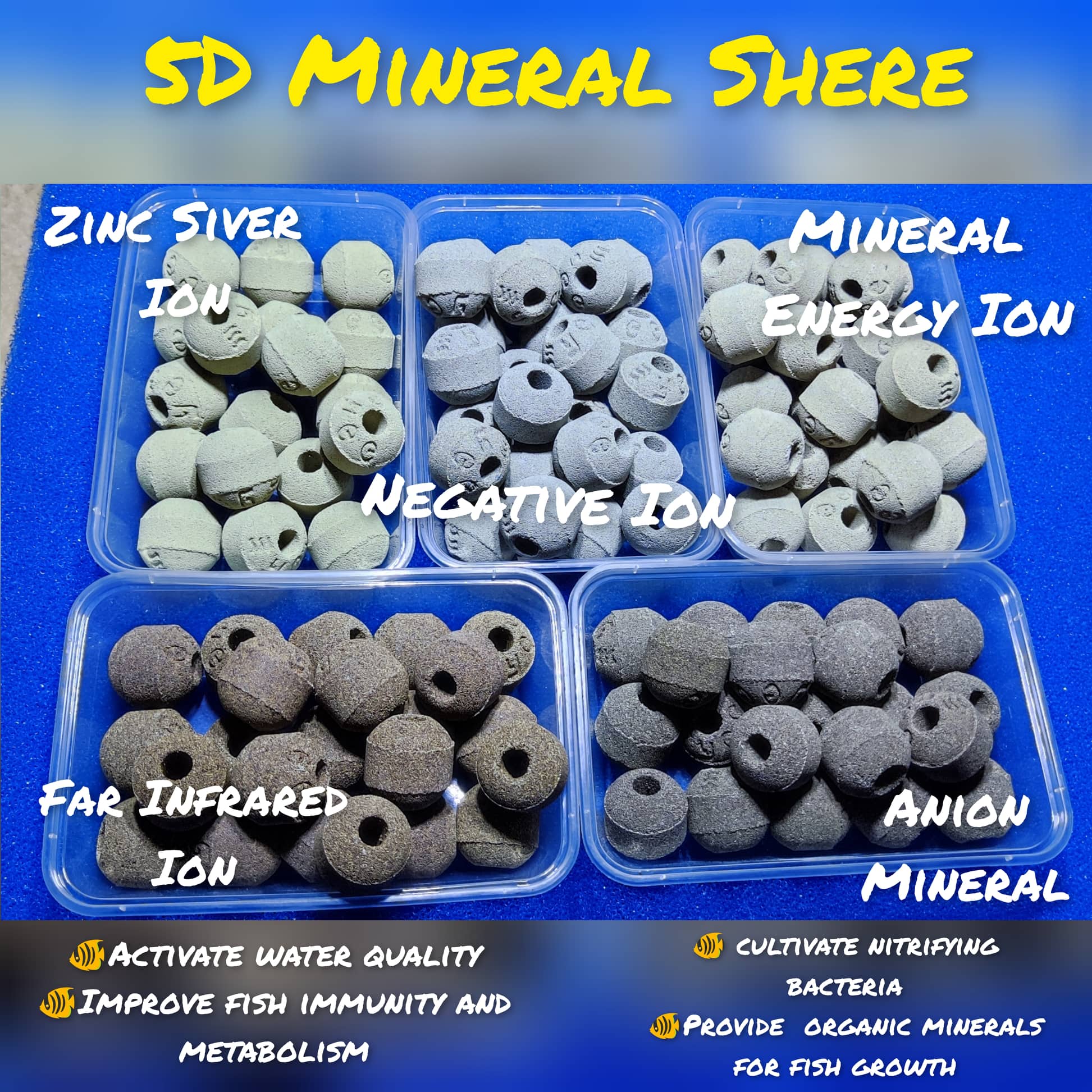 5D Nano Mineral Sphere/Mineral Ball Aquarium/Pond Filter Media Per